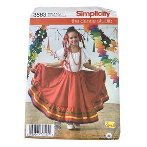 Simplicity 3863 Sewing Pattern Sizes Small-Large Mexican Dance Costume UNCUT